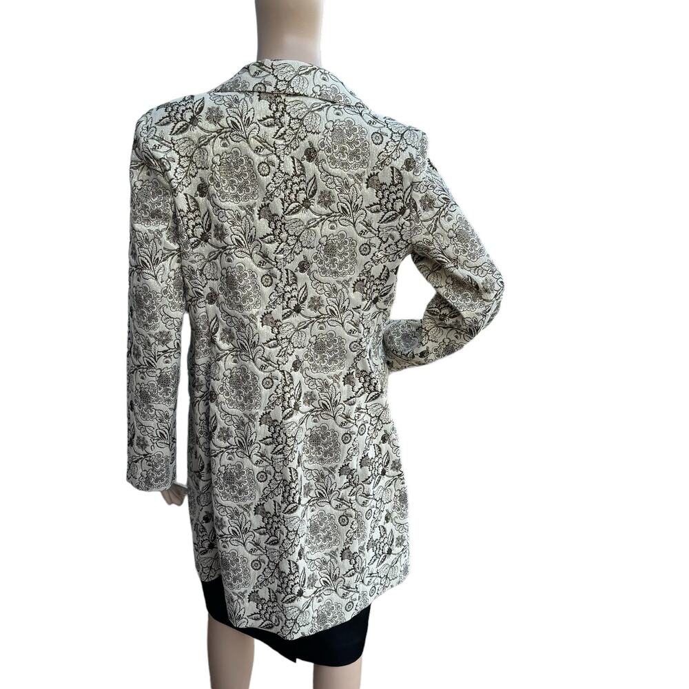 KAOS Italy Cream Brown Metallic Floral Brocade Mid Coat IT 48 US XL / 12 NWOT - Picture 6 of 9